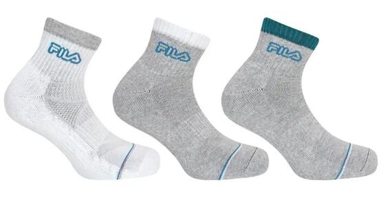 Fila 3-pack Fitness Quarter Chaussettes Blanc-gris 39-42