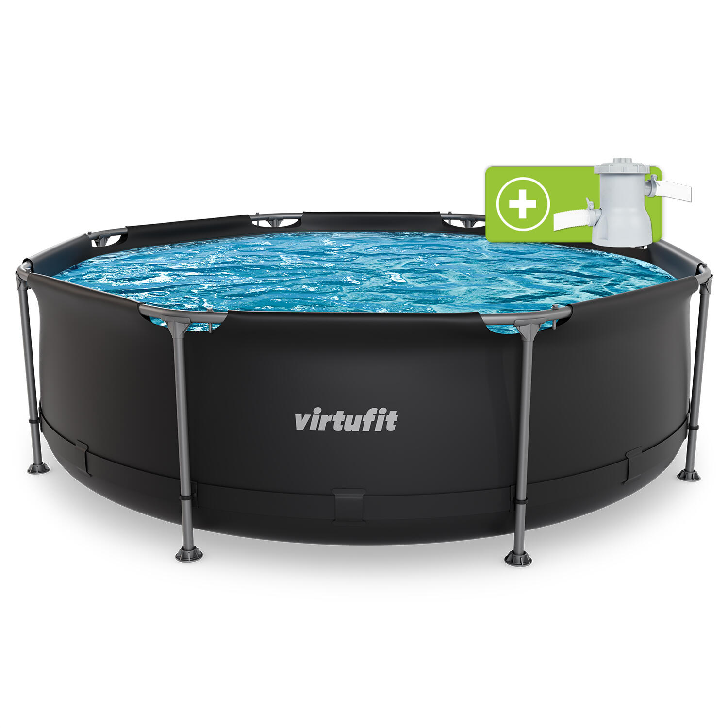 Piscina VirtuFit rotunda  244 cm diametru cu sistem filtrare inclus si cadru met