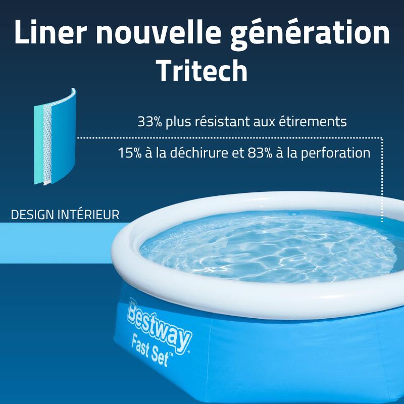 Bestway Piscine gonflable ronde Bestway Fast Set 244 x 66 cm bleu 3/4