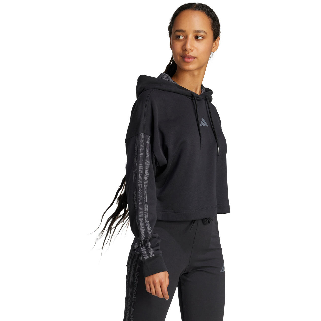 Sweat-shirt à capuche adidas Essentials 3 Stripes Print French Terry pour femme 5/7