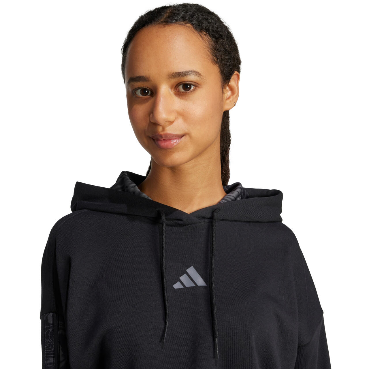 Sweat-shirt à capuche adidas Essentials 3 Stripes Print French Terry pour femme 6/7