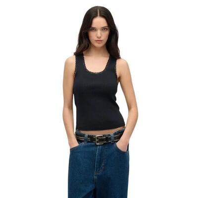 Dames tanktop met kanten rand superdry vintage