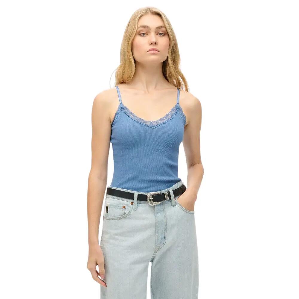 Women's lace trim cropped tank top Superdry Essential