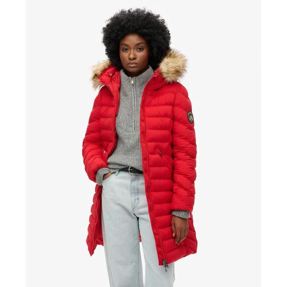 Doudoune mi-longue à capuche en fourrure synthétique femme Superdry 3/7