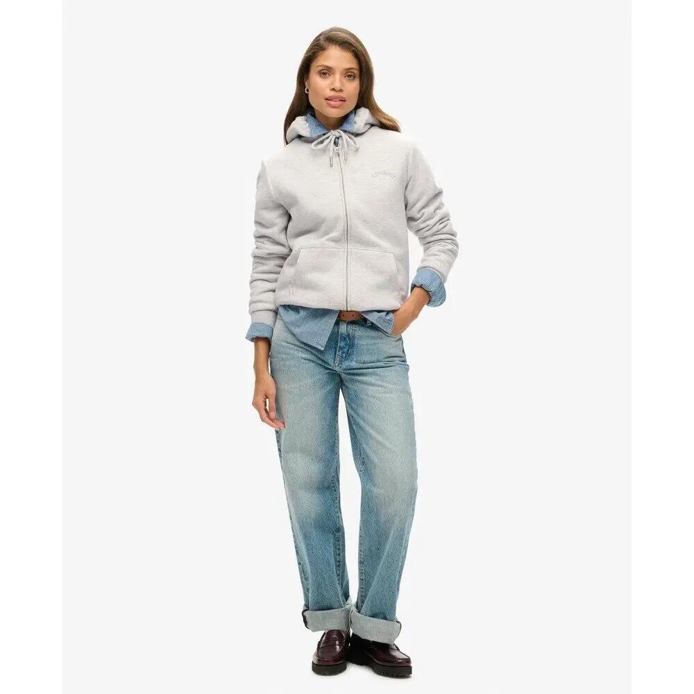 Sudadera con Cremallera Superdry Borg para Mujer - Gris - Talla XS 3/5
