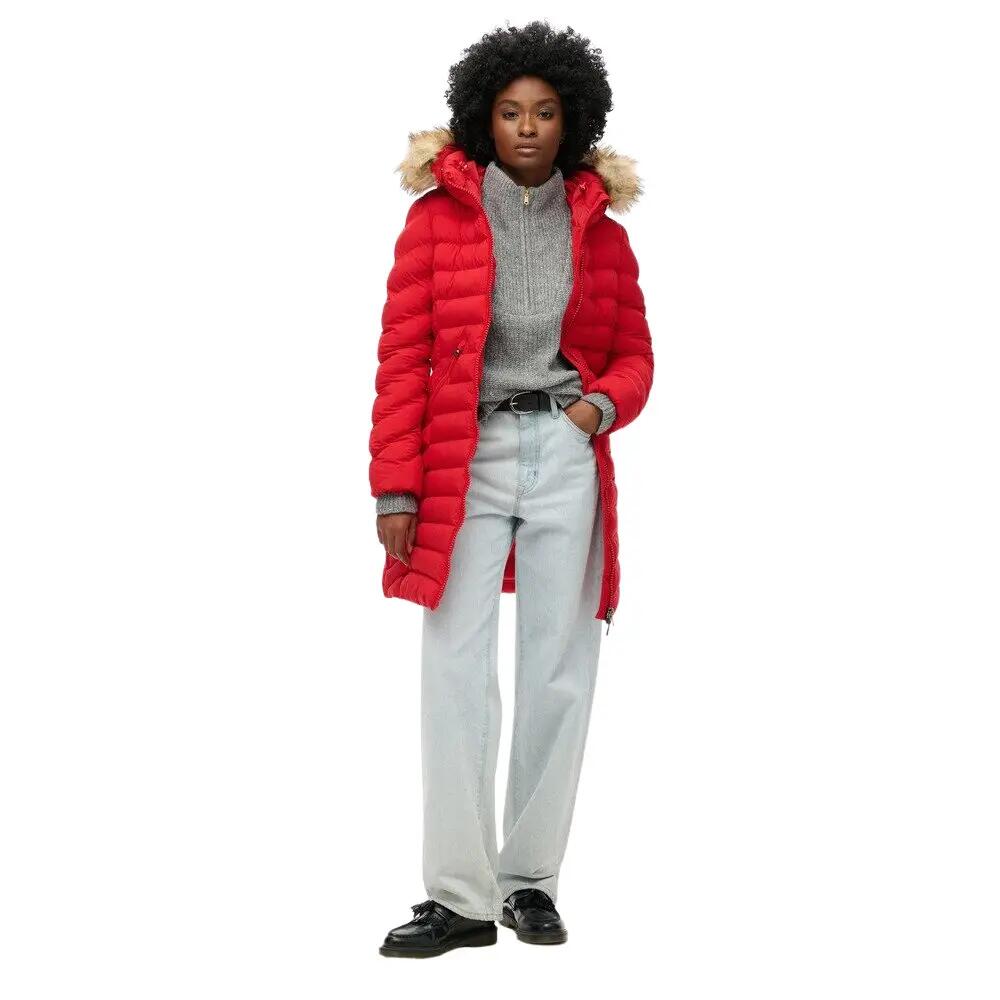 Doudoune mi-longue à capuche en fourrure synthétique femme Superdry 2/7