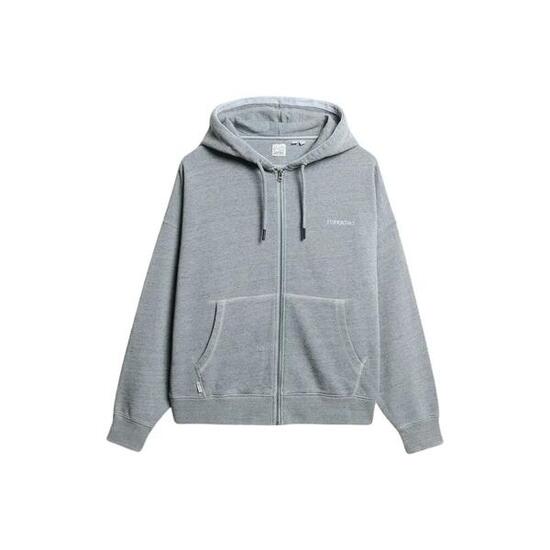 Überfärbter Damen Kapuzenpullover mit Reißverschluss Superdry Logo Essential