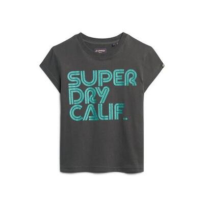 T-shirt met glinsterend logo voor dames superdry retro