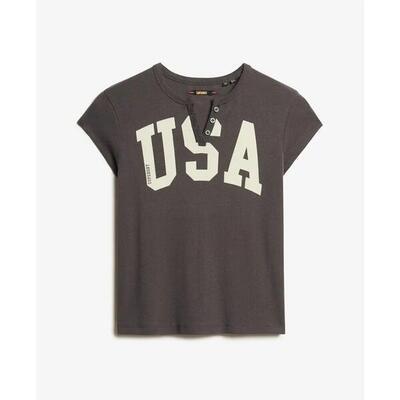 T-shirt met print en een geknipte hals voor vrouwen superdry athletic essentials
