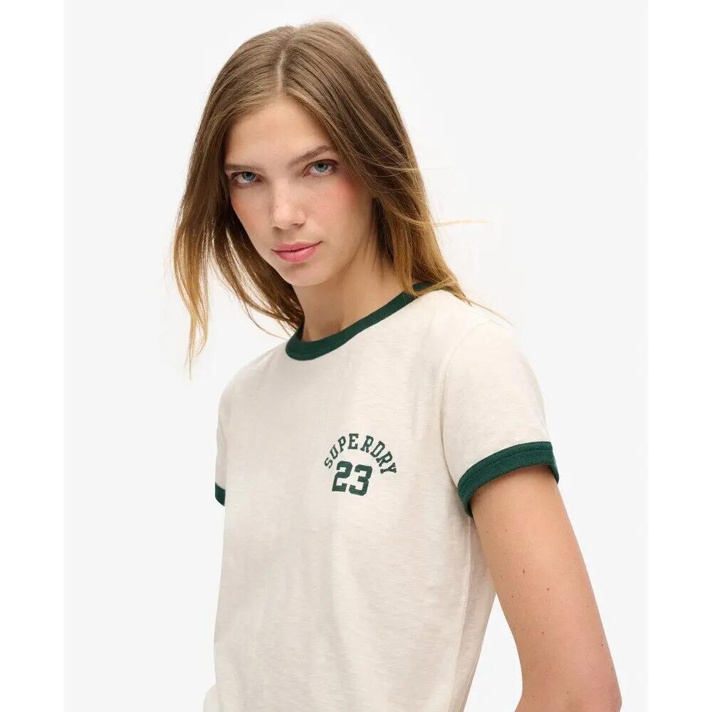 Eng anliegendes T-Shirt, Damen Superdry Athletic Essentials Ringer 5/6