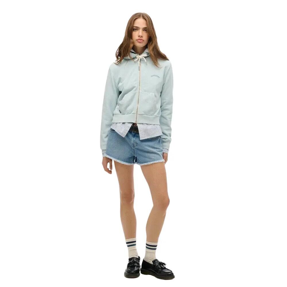 Kurze Damen Kapuzenjacke mit Reißverschluss und Logo Superdry Essential 3/6