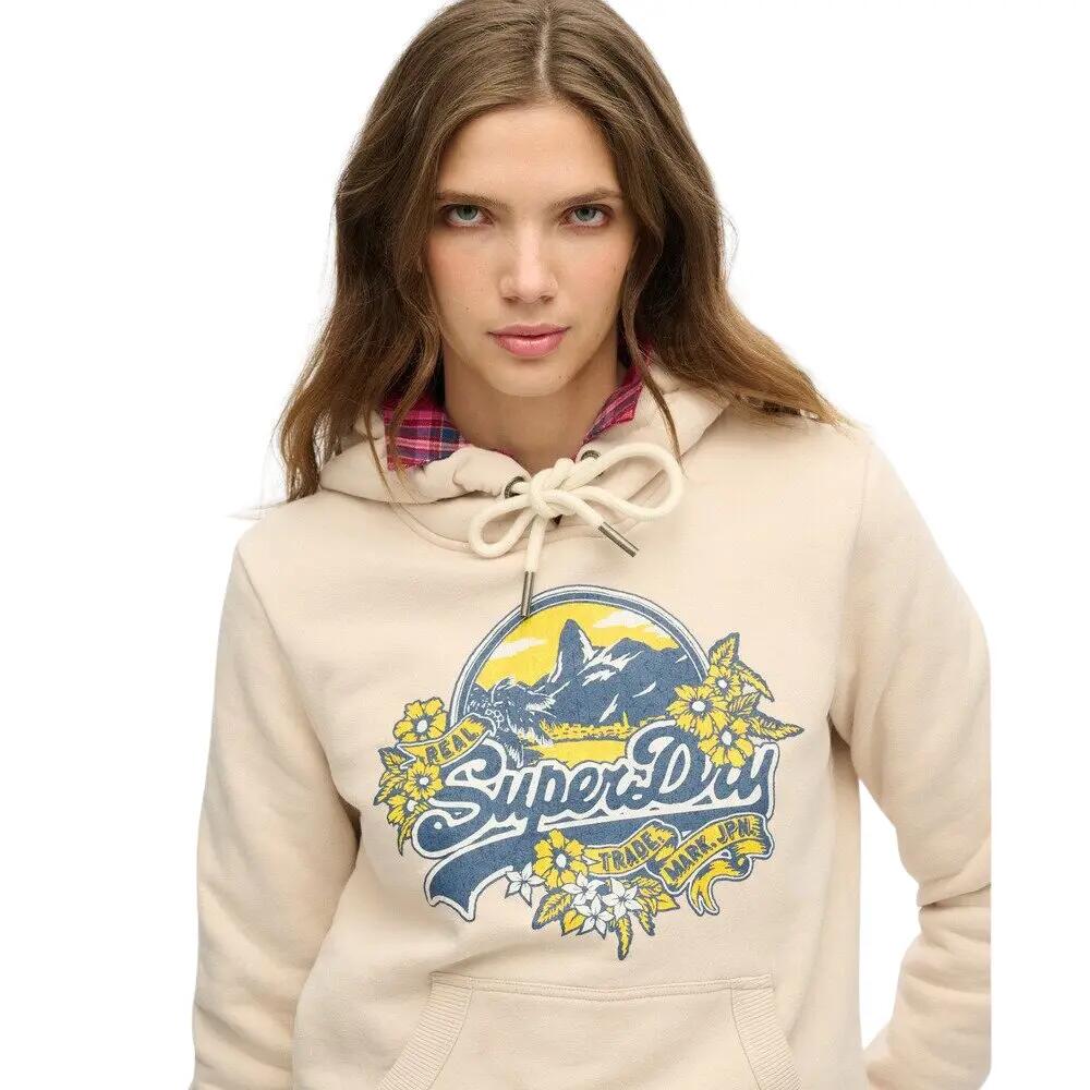 Sudadera con Capucha Floral Beige Superdry para Mujer 5/6