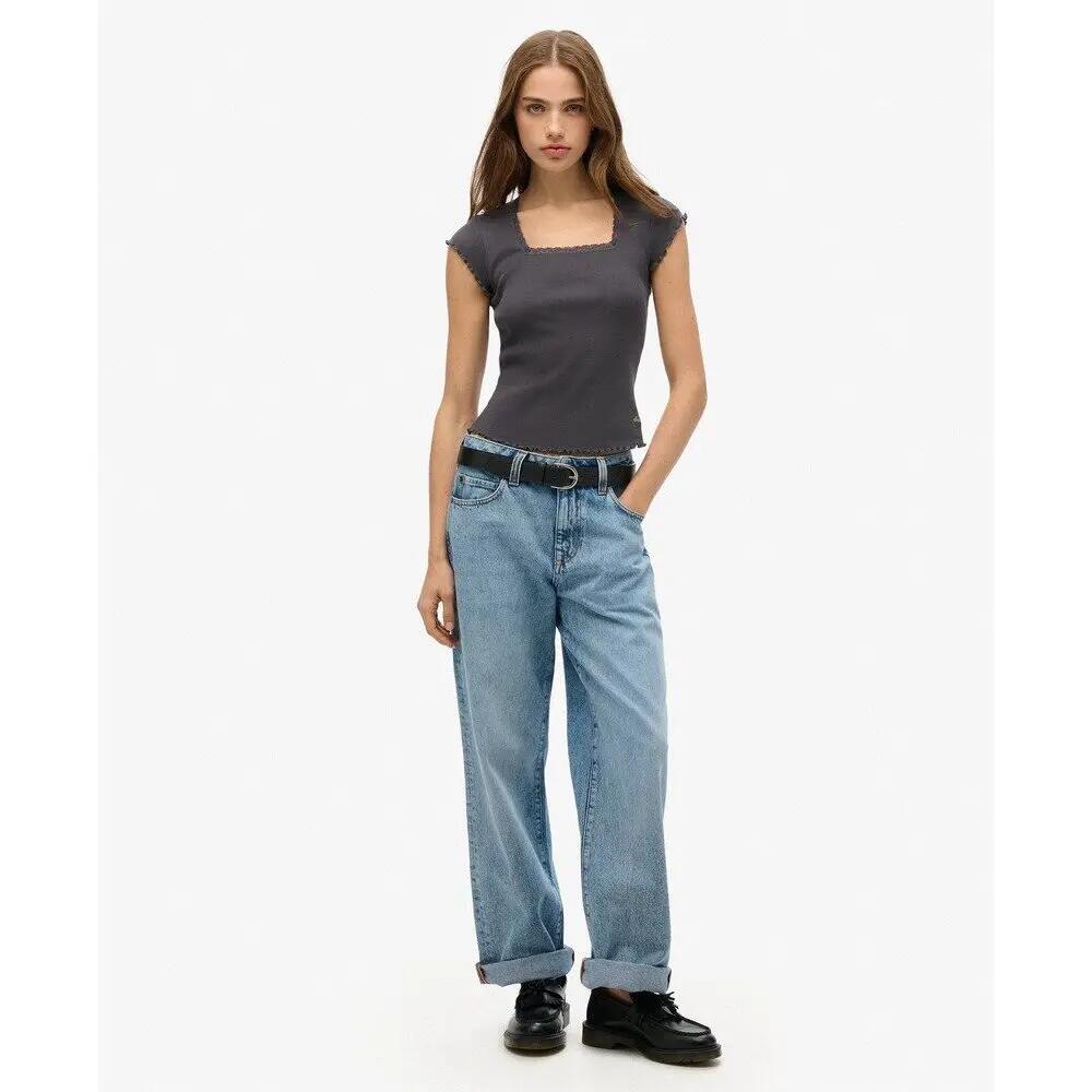 T-shirt de gola quadrada para mulher Superdry Essential 3/6