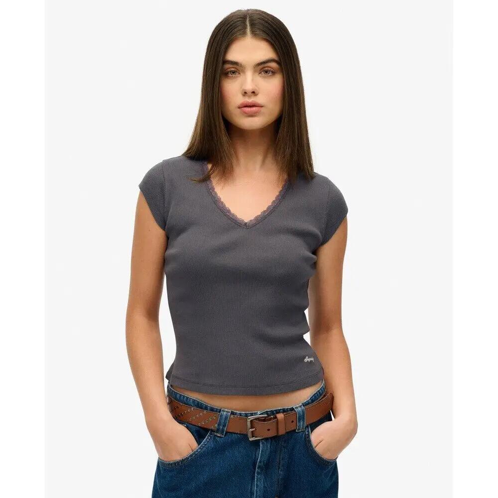 T-shirt à liseré en dentelle femme Superdry Essential 2/6