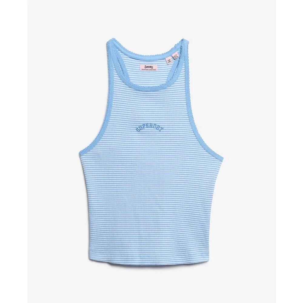 Striped tank top with racerback and logo for women Superdry Essential