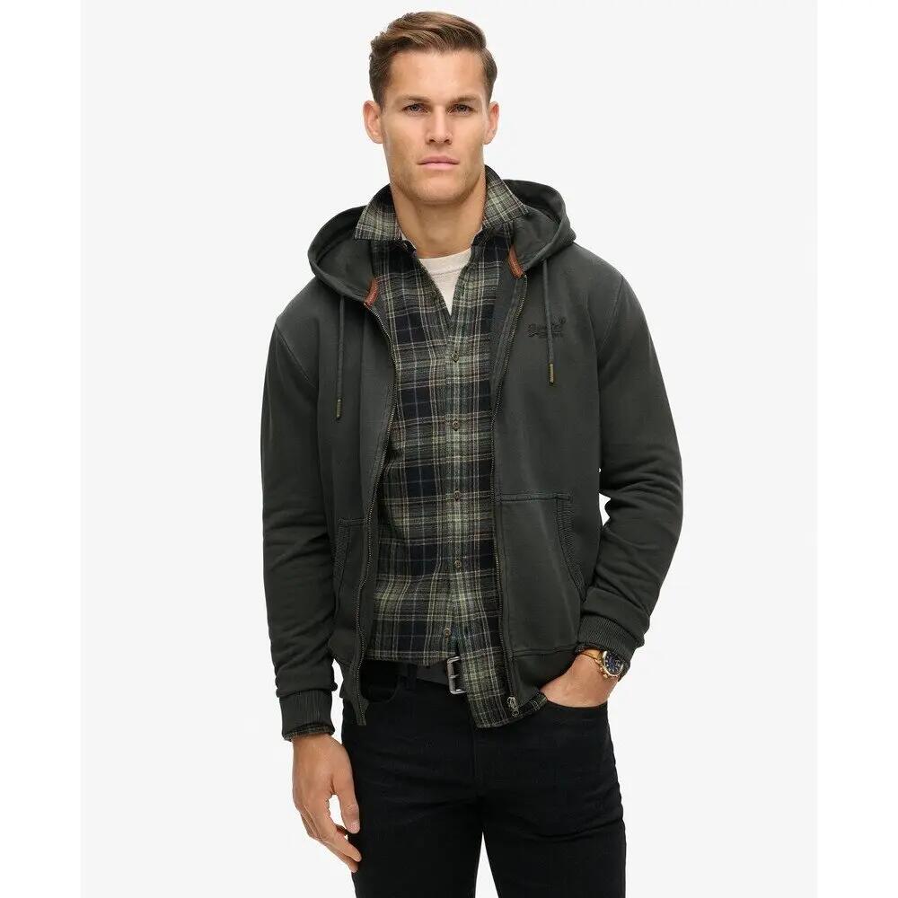 Logo-gedruckter, gefärbter Reißverschluss-Hoodie Superdry Essential 3/6