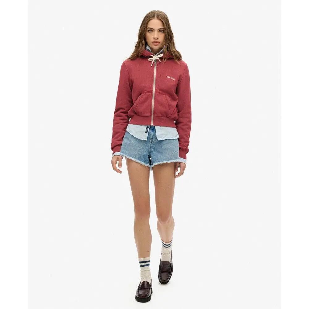 Sweatshirt à capuche court zippé à logo femme Superdry Essential 3/6