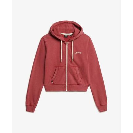 Sweatshirt à capuche court zippé à logo femme Superdry Essential
