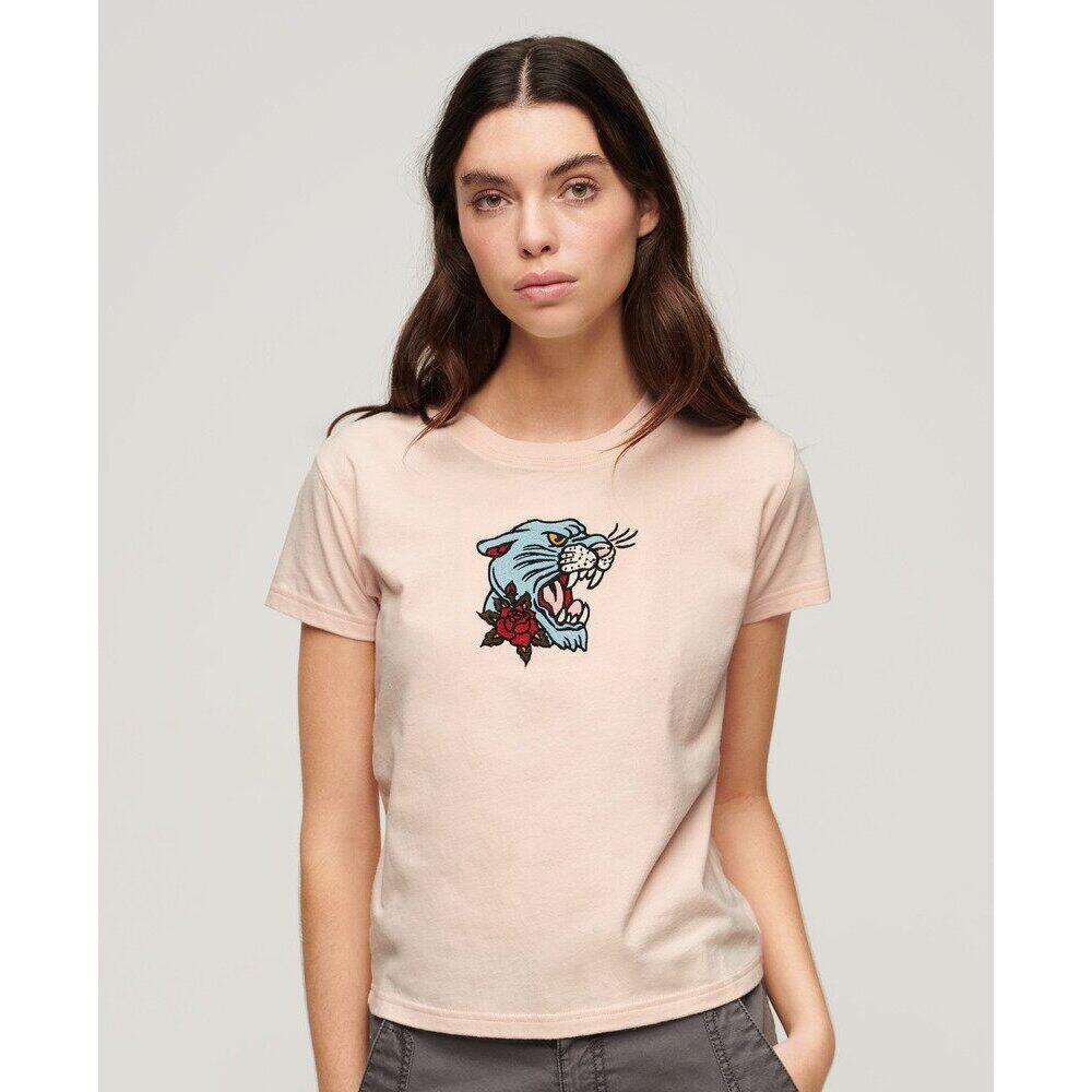 T-shirt aderente ricamato effetto tatuaggio donna Superdry 2/7