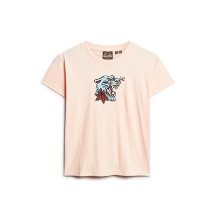 Tattoo-Effekt besticktes Slim-Fit T-Shirt für Frauen Superdry