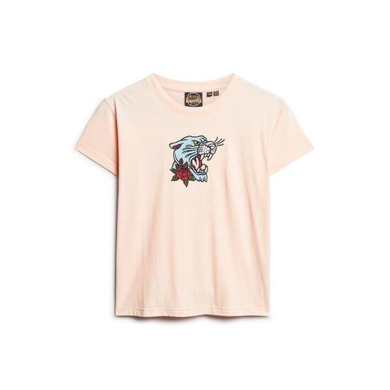 Tattoo-Effekt besticktes Slim-Fit T-Shirt für Frauen Superdry