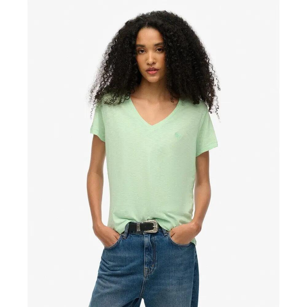 T-shirt à col en V brodée femme Superdry Slub 3/6