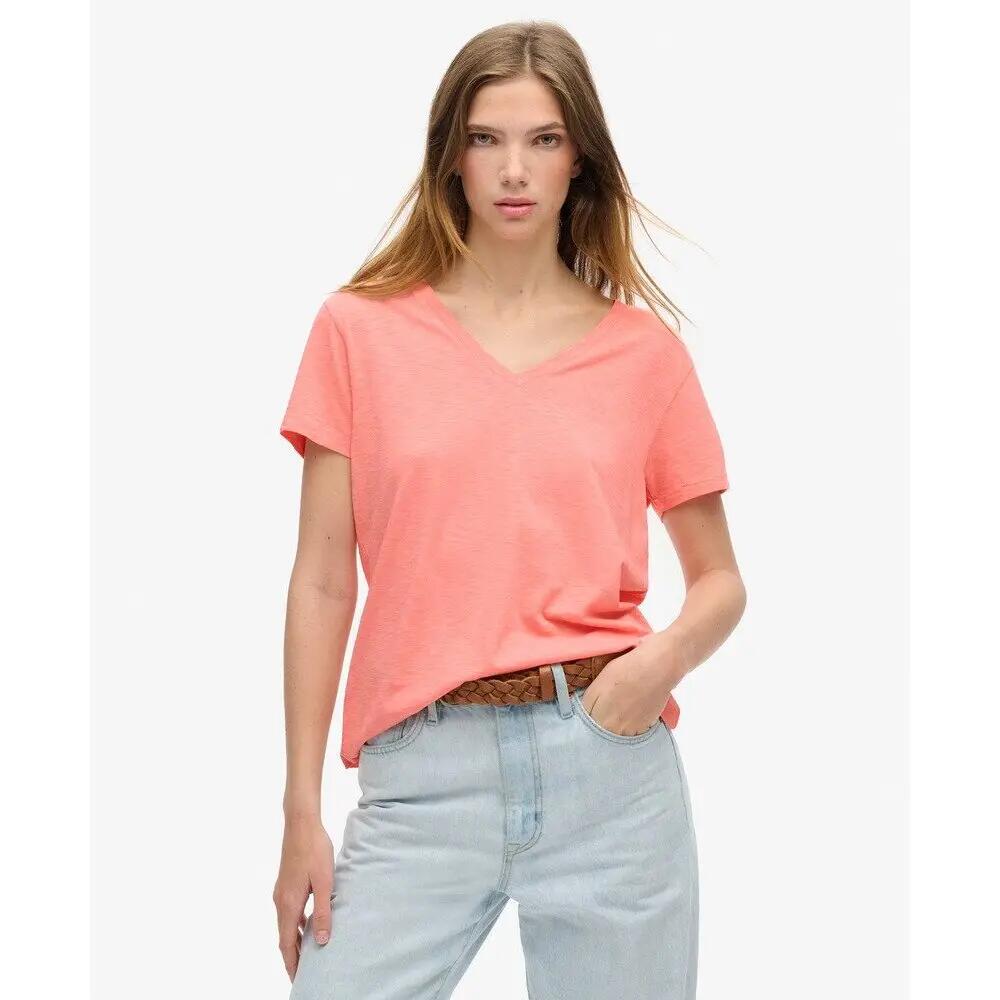 T-shirt à col en V brodée femme Superdry Slub 3/6