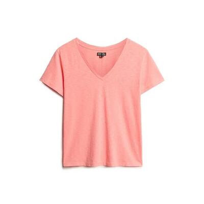 V-hals geborduurd t-shirt dames superdry slub