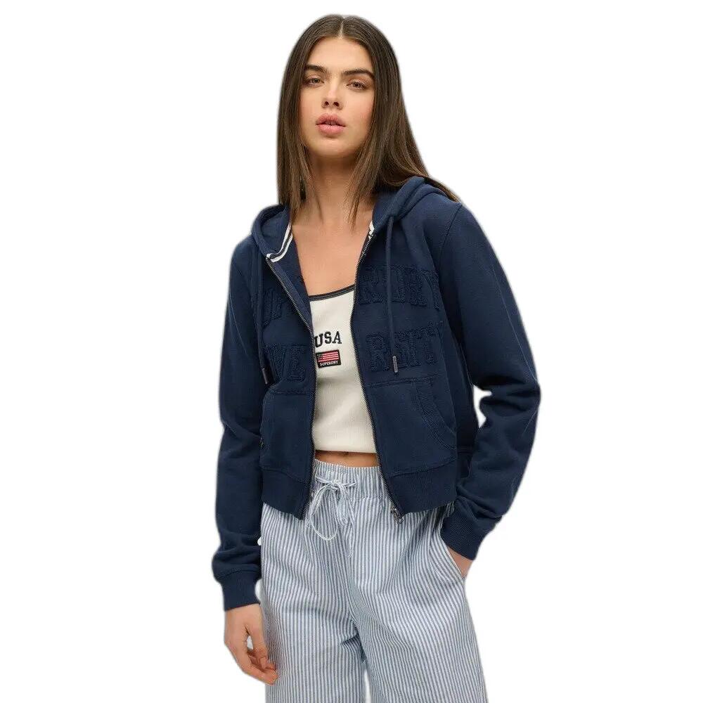 Felpa con cerniera a cappuccio da donna Superdry Athletic Tonal Crop 2/6