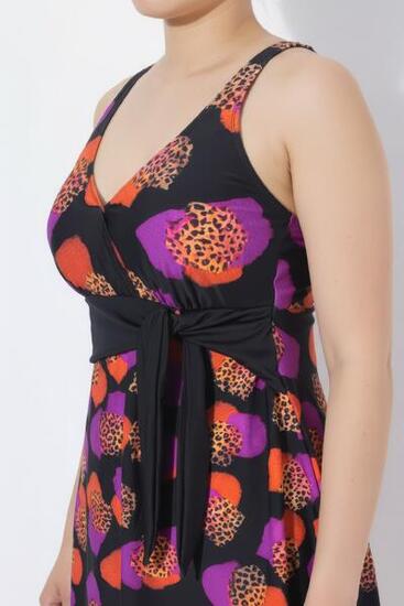 Damen Badekleid Leomuster Softcups Schleife