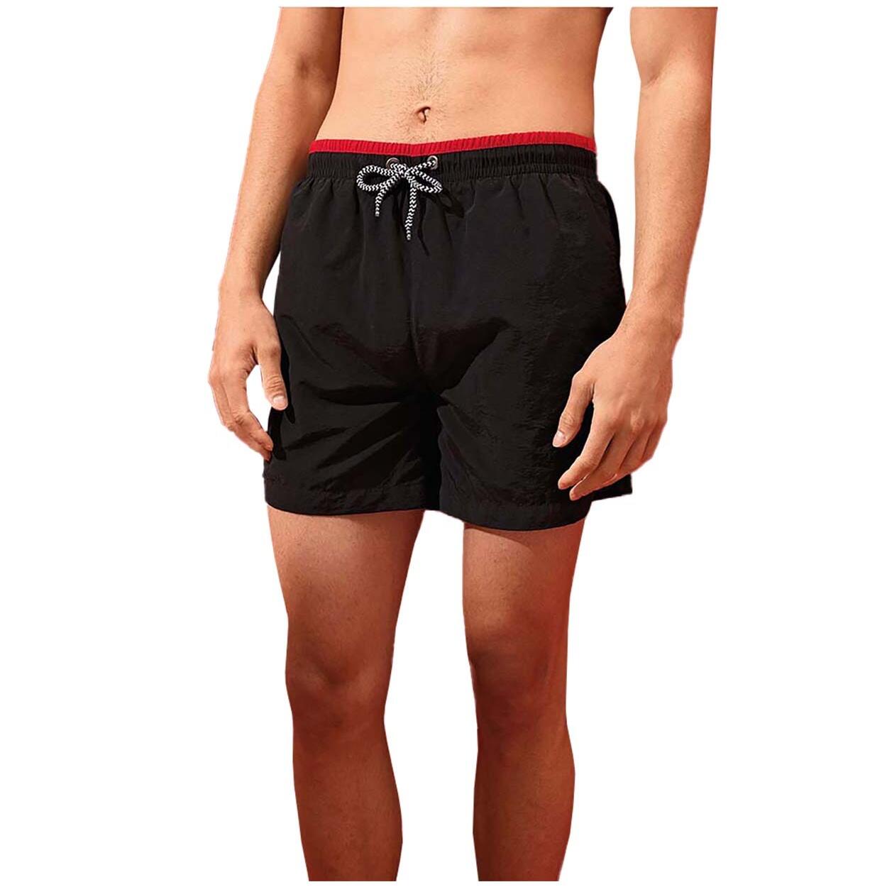 Mens Swim Shorts (Black/Red) 3/3