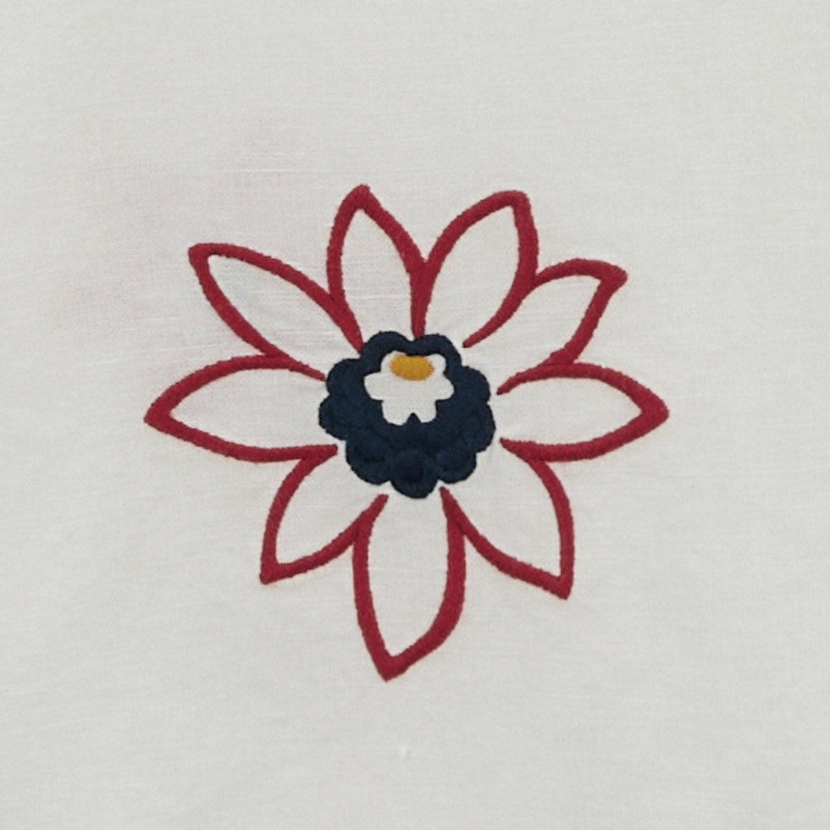 Camisa de manga corta con flores bordadas de lino y algodón blanco 6/6