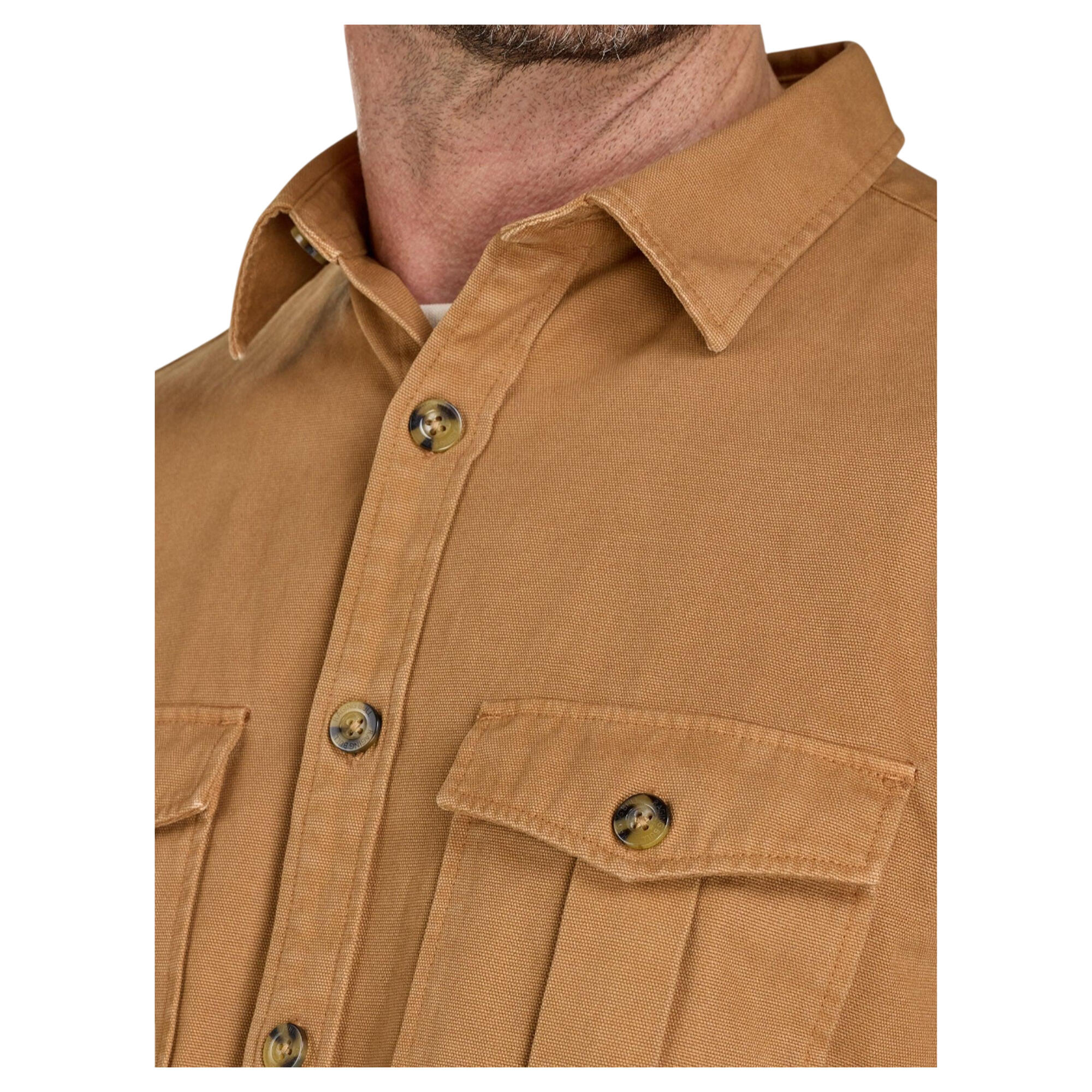 Shacket für , Stückgefärbt, Canvas Herren Hellbraun 3/4