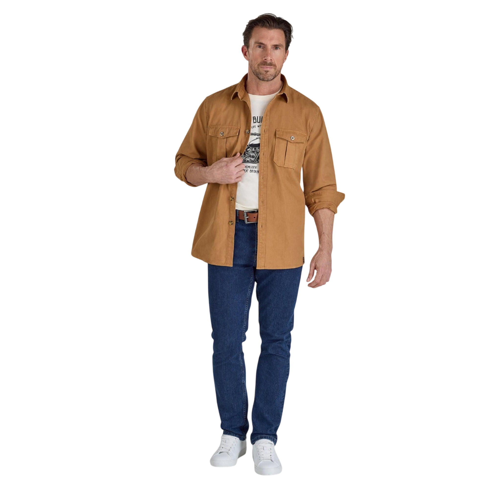 Shacket für , Stückgefärbt, Canvas Herren Hellbraun 4/4