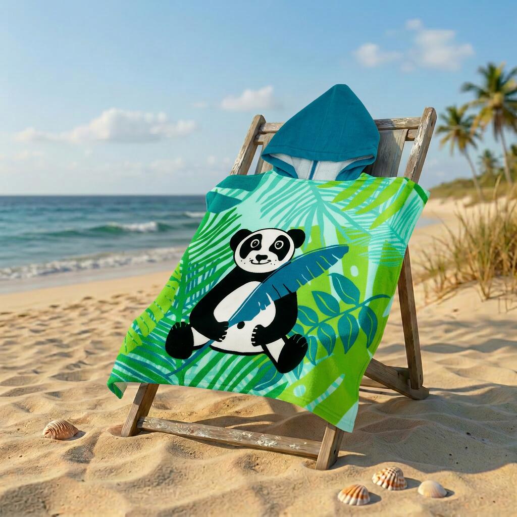 Poncho de baño de microfibra - Panda - 60 x 60 cm - 220 g/m² 3/3
