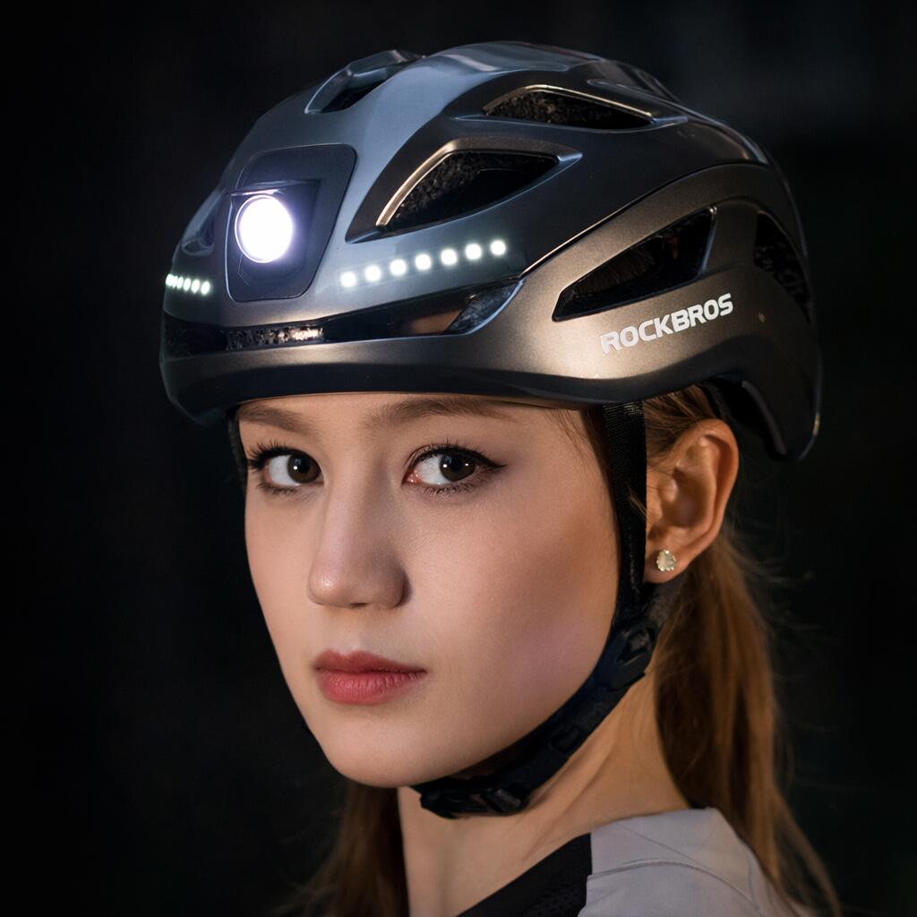 Casco da bicicletta Rockbros con illuminazione multidirezionale integrata 5/7