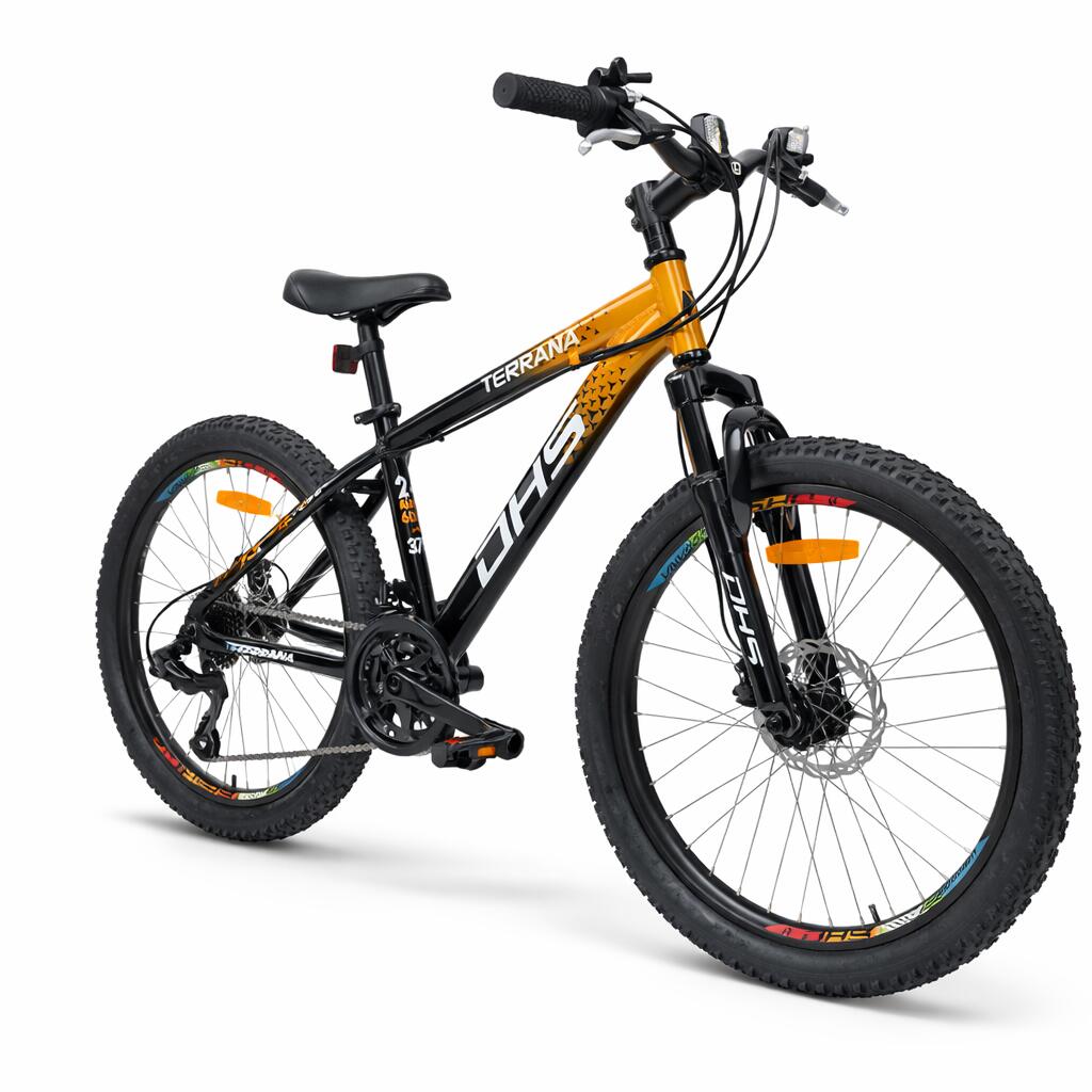 Kinderfahrrad DHS Terrana 2423 – 24 Zoll, Modell 2026, Orange-Schwarz 2/7