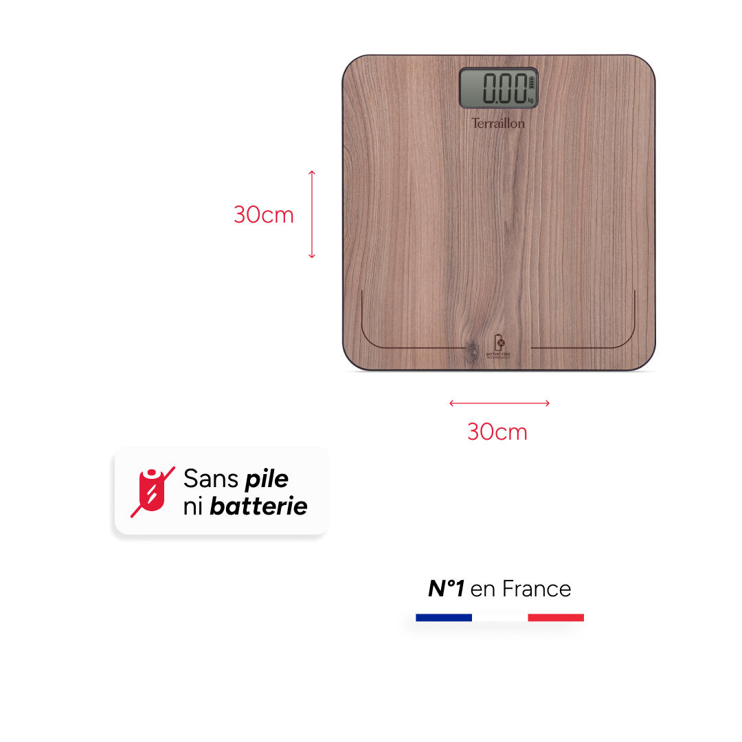 Pèse personne sans piles ni batteries - TERRAILLON - POWER FREE NATURA NOYER 5/6