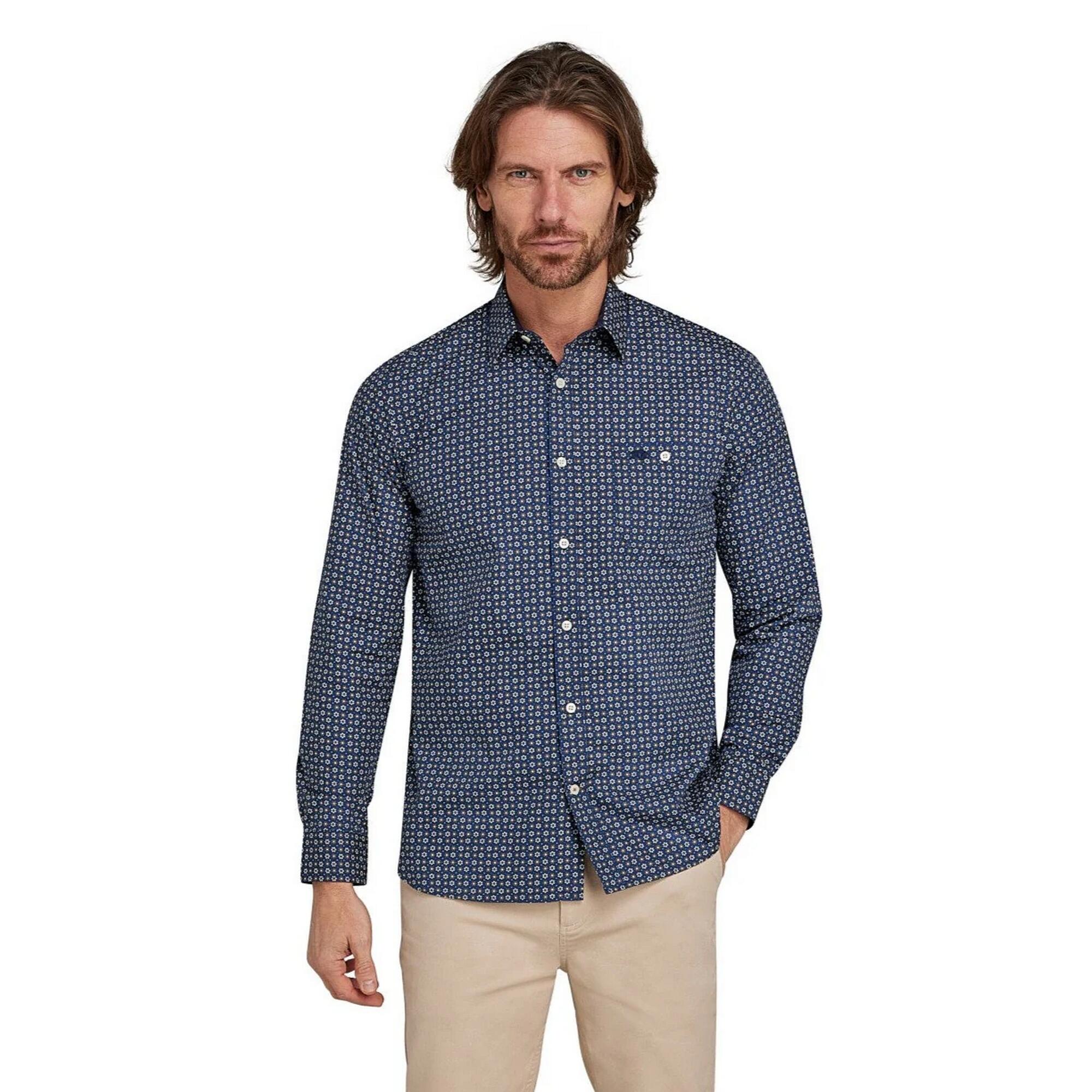 Hemd für Langärmlig Herren Marineblau 3/3