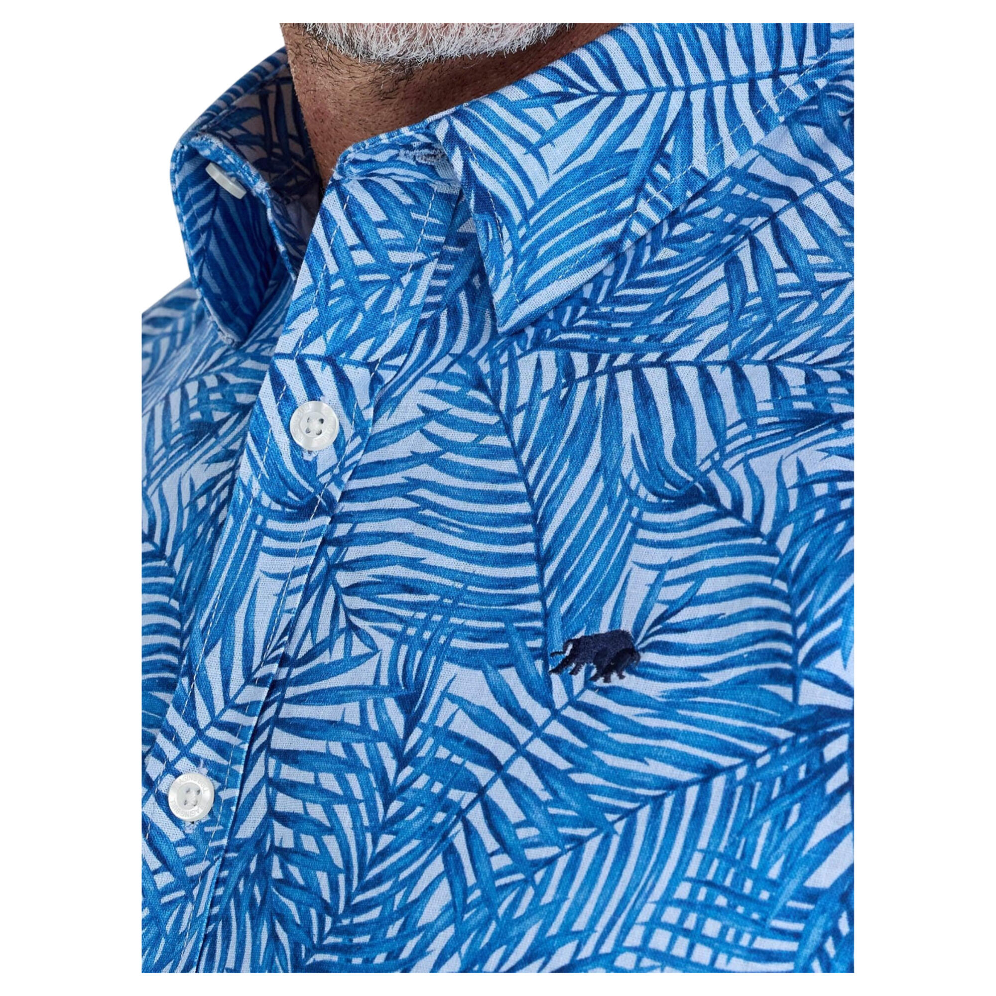"Bali" Hemd für , Leinen, kurzärmlig Herren Himmelblau 3/4