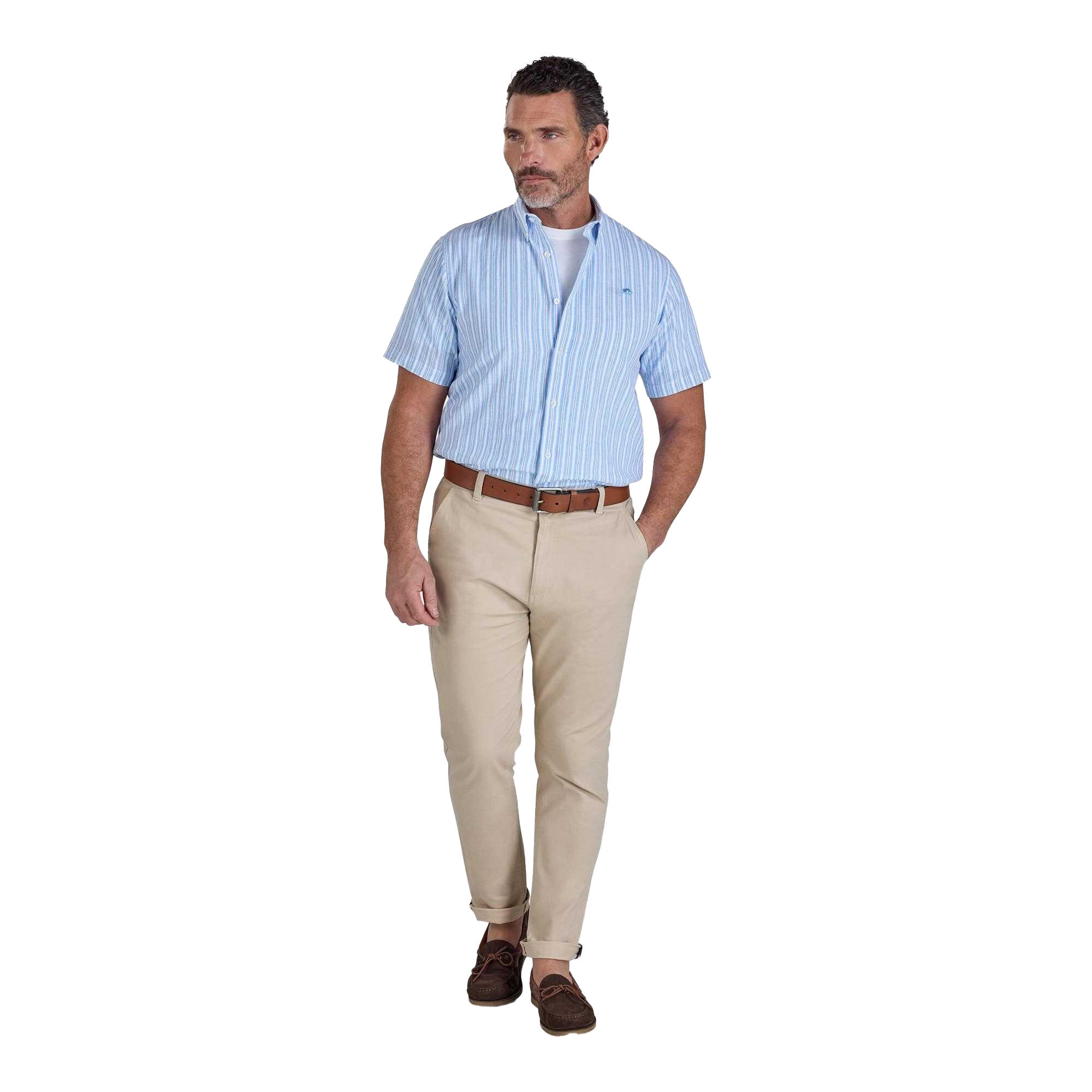 "Orleans" Hemd für , Seersucker, kurzärmlig Herren Himmelblau 4/4