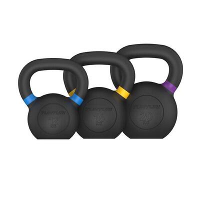 Platinum gietijzeren kettlebell set 12-20kg inclusief gratis fitness app
