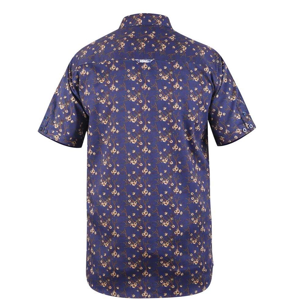 Camicia Kingsize Floreale Maniche Corte Uomo Duke D555 Kingston Blu Navy Marrone 3/3