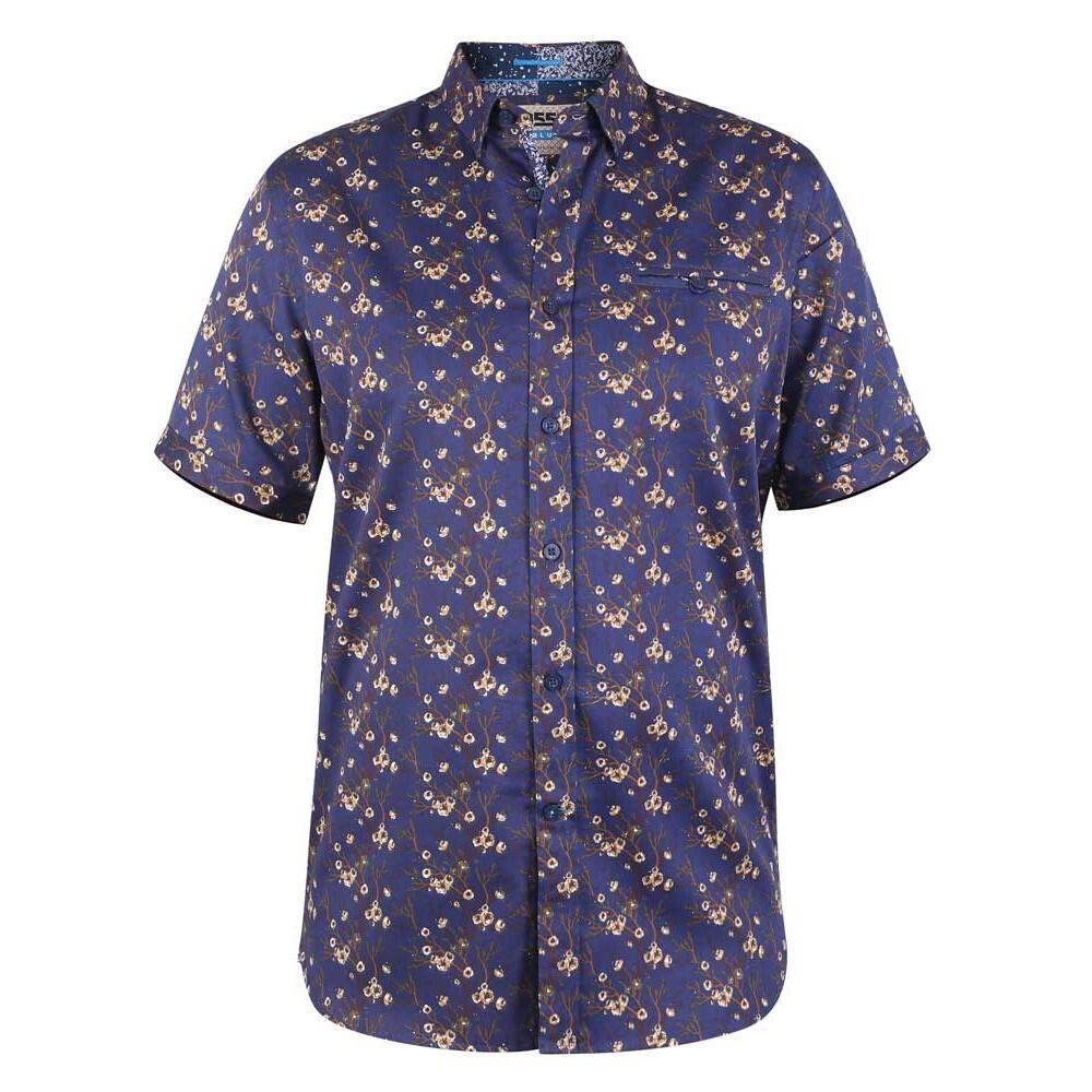 Camicia Kingsize Floreale Maniche Corte Uomo Duke D555 Kingston Blu Navy Marrone 2/3
