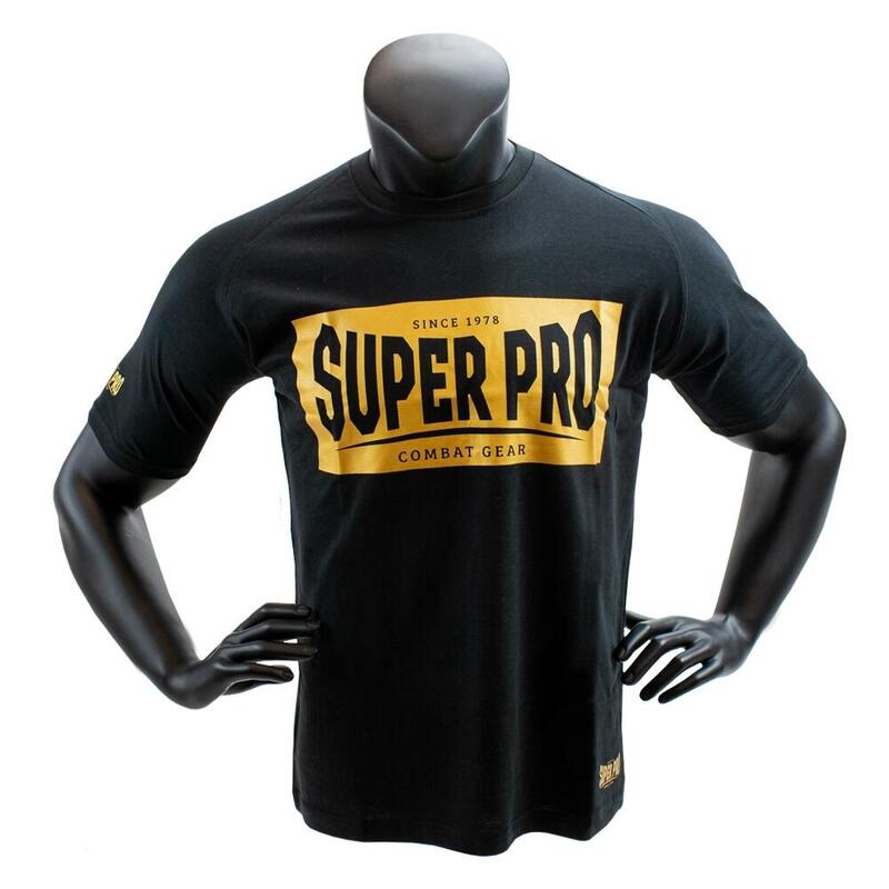 Super Pro T-Shirt S.P. Block-Logo Zwart/Goud maat