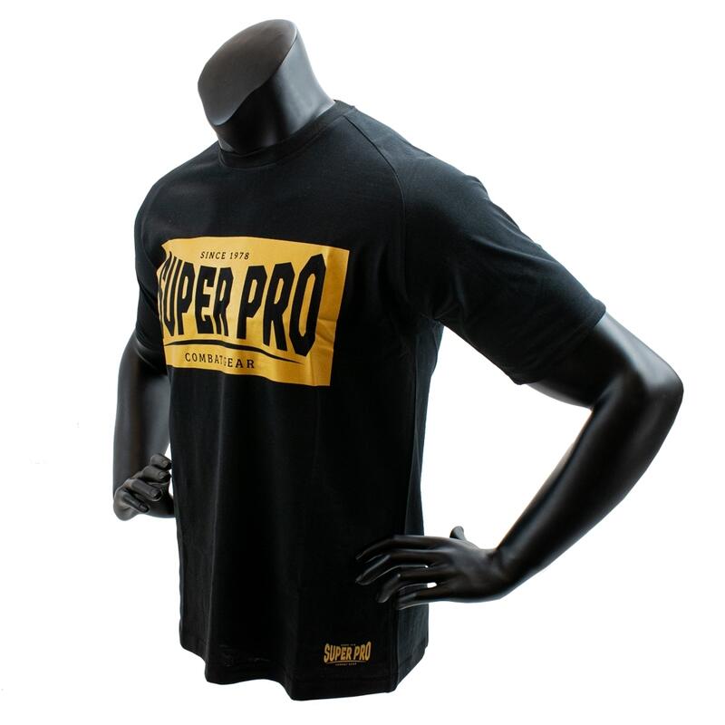Super Pro T-Shirt S.P. Block-Logo Zwart/Goud maat