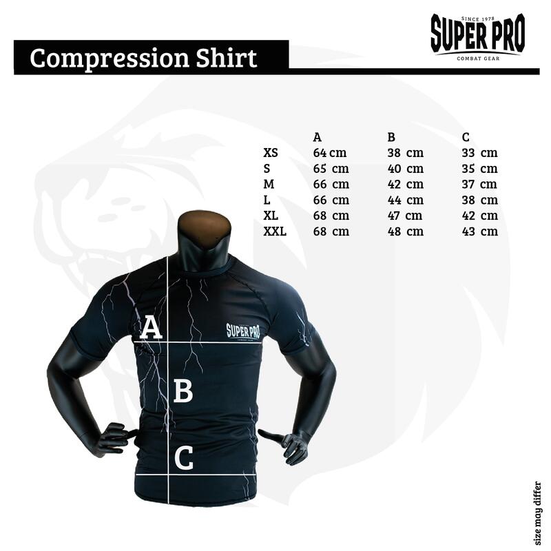 Super Pro Combat Gear Compression Shirt Short Sleeve Thunder Zwart/Grijs