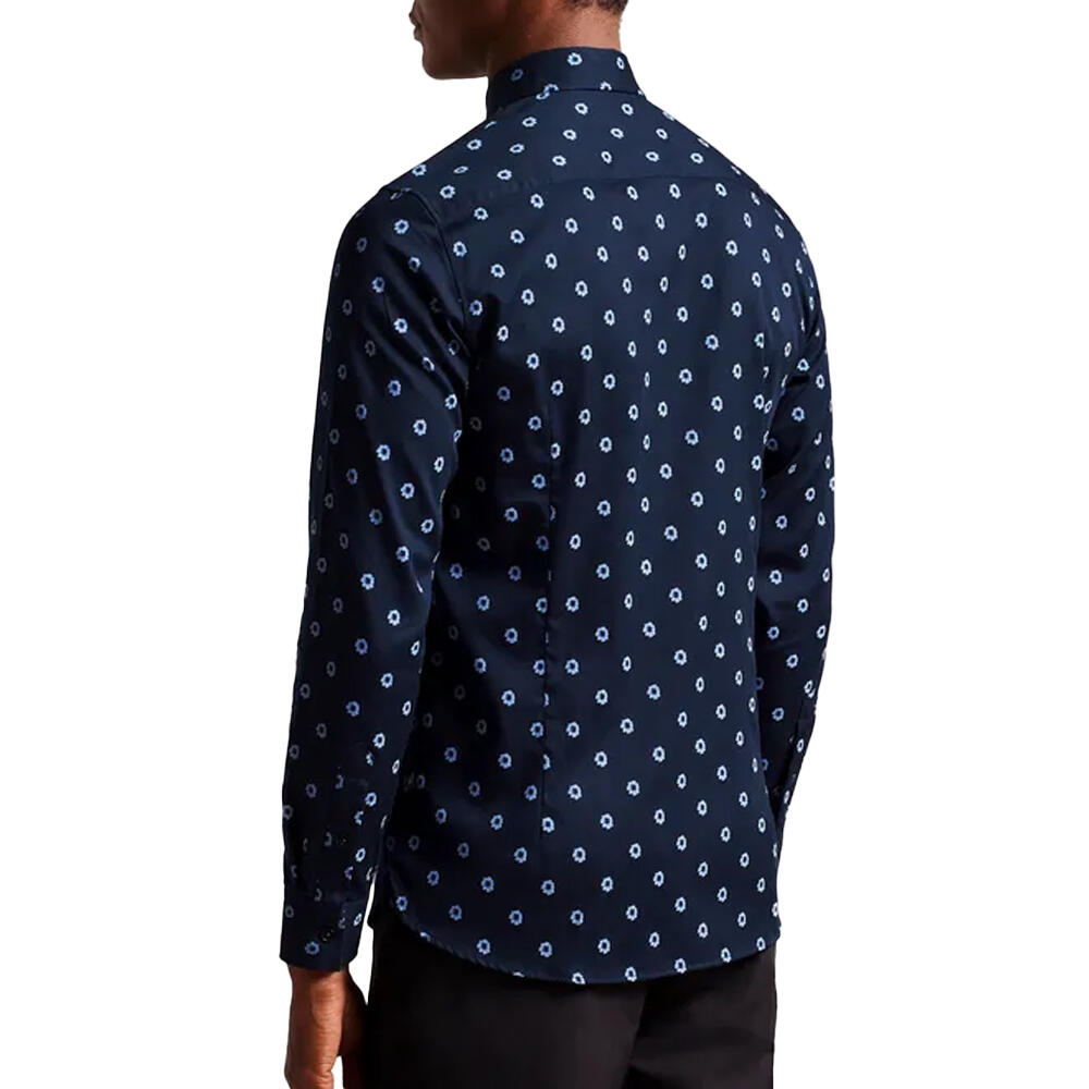 Mens KYME Ditsy Floral LongSleeved Shirt (Navy) 2/3