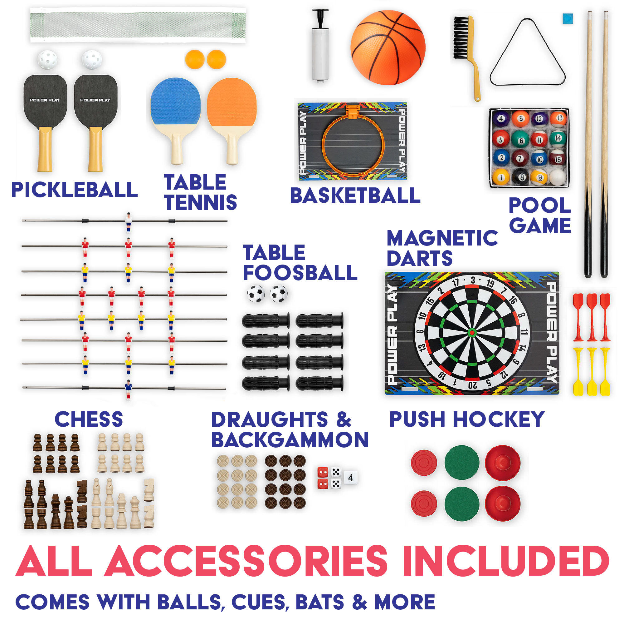 Powerplay 10 in 1 Games Table, Pool, Football, Hockey and More, Black 6/6