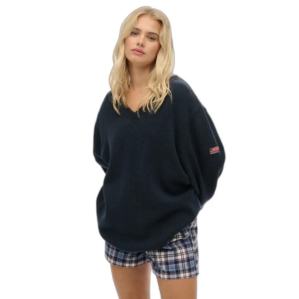 Damski oversize sweter z dekoltem w serek Superdry 2/6